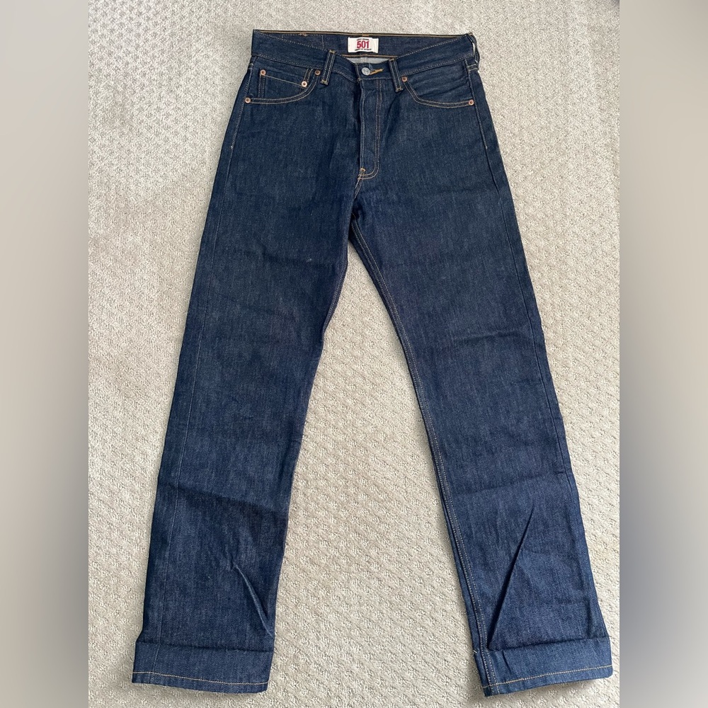 Levis 501 Button Fly Straight Leg Rigid Blue Jeans Made In Mexico W30 L32